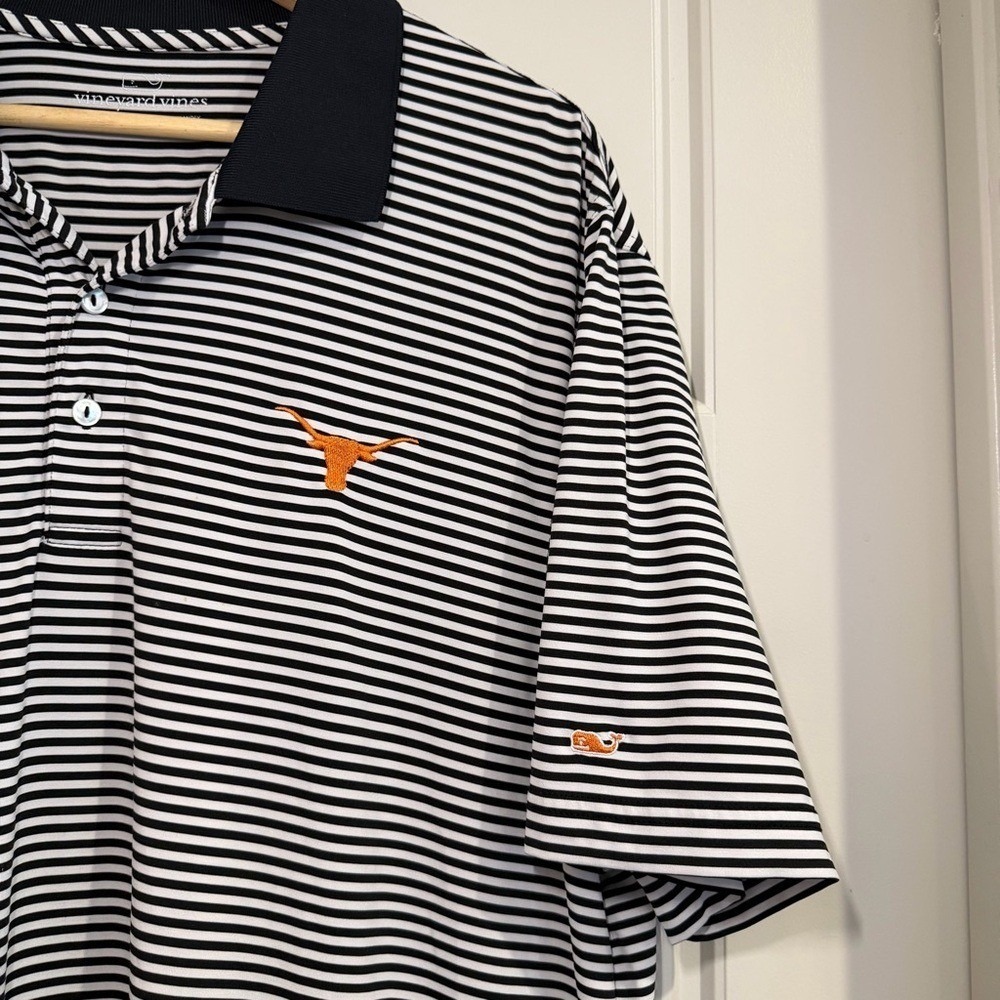 Vineyard Vines Texas Longhorns Striped Performance Polo Size Large - Picture 2 of 6